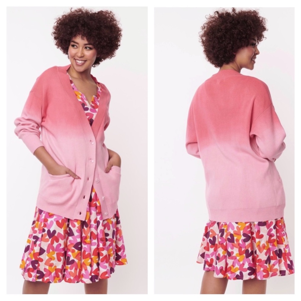 Unique Vintage Aspen Oversized Ombré Pink Cardigan